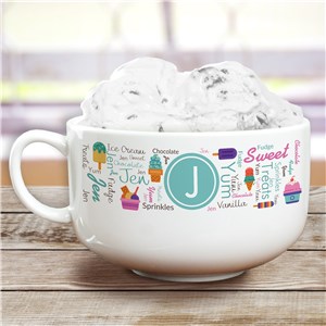 Personalized Word-Art Ice Cream Bowl featuring Initial
