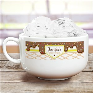 Personalized Ice Cream Bowl with Dripping Fudge Design