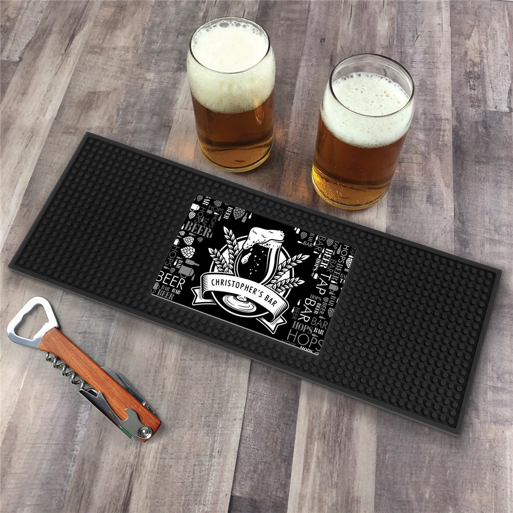Personalized Beer Word-Art Bar Spill Mat