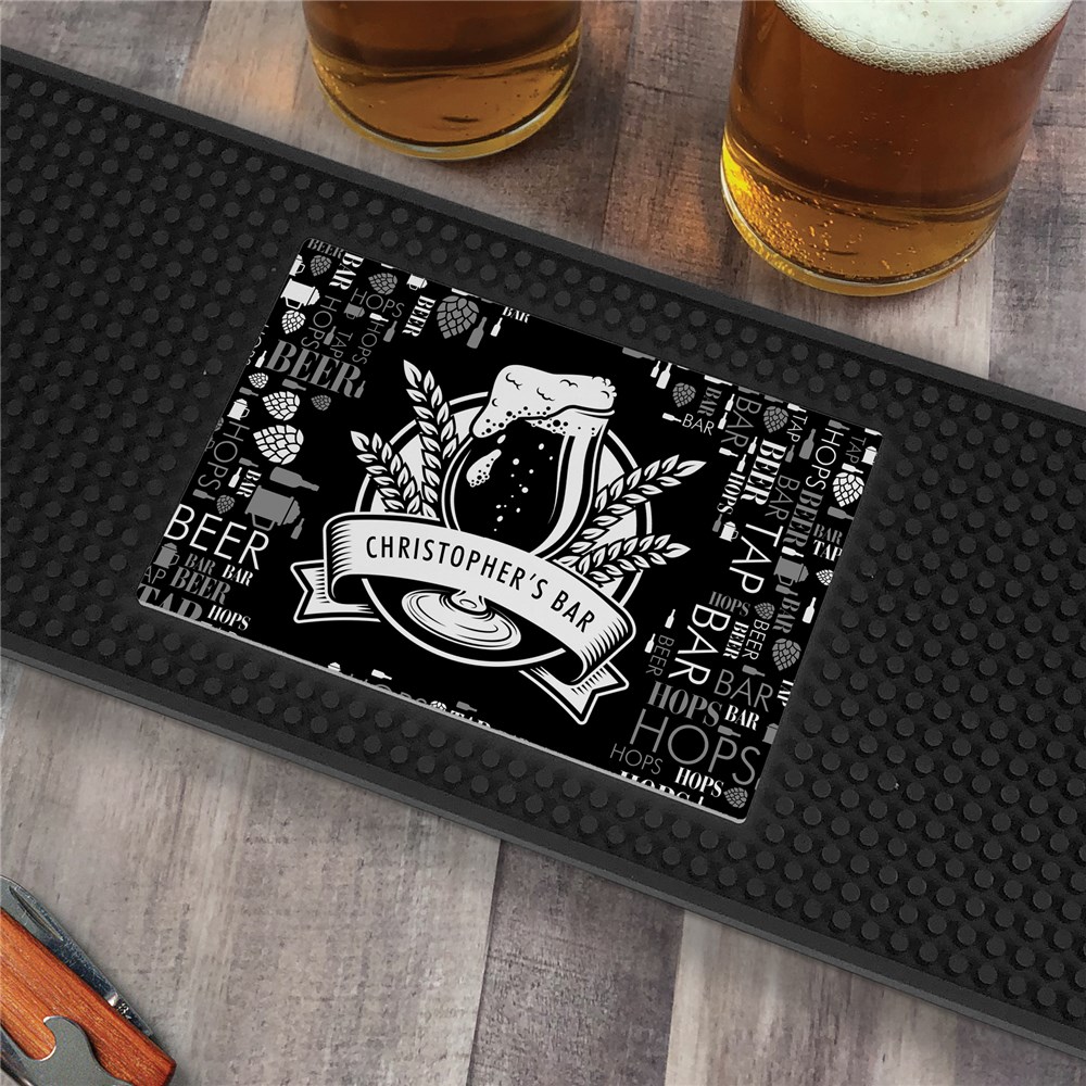 Personalized Beer Word-Art Bar Spill Mat