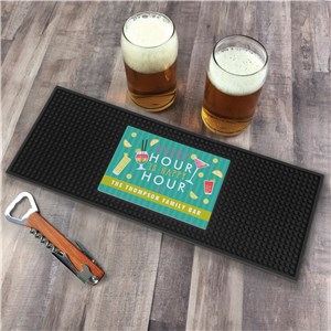 Personalized Every Hour is Happy Hour Bar Mat