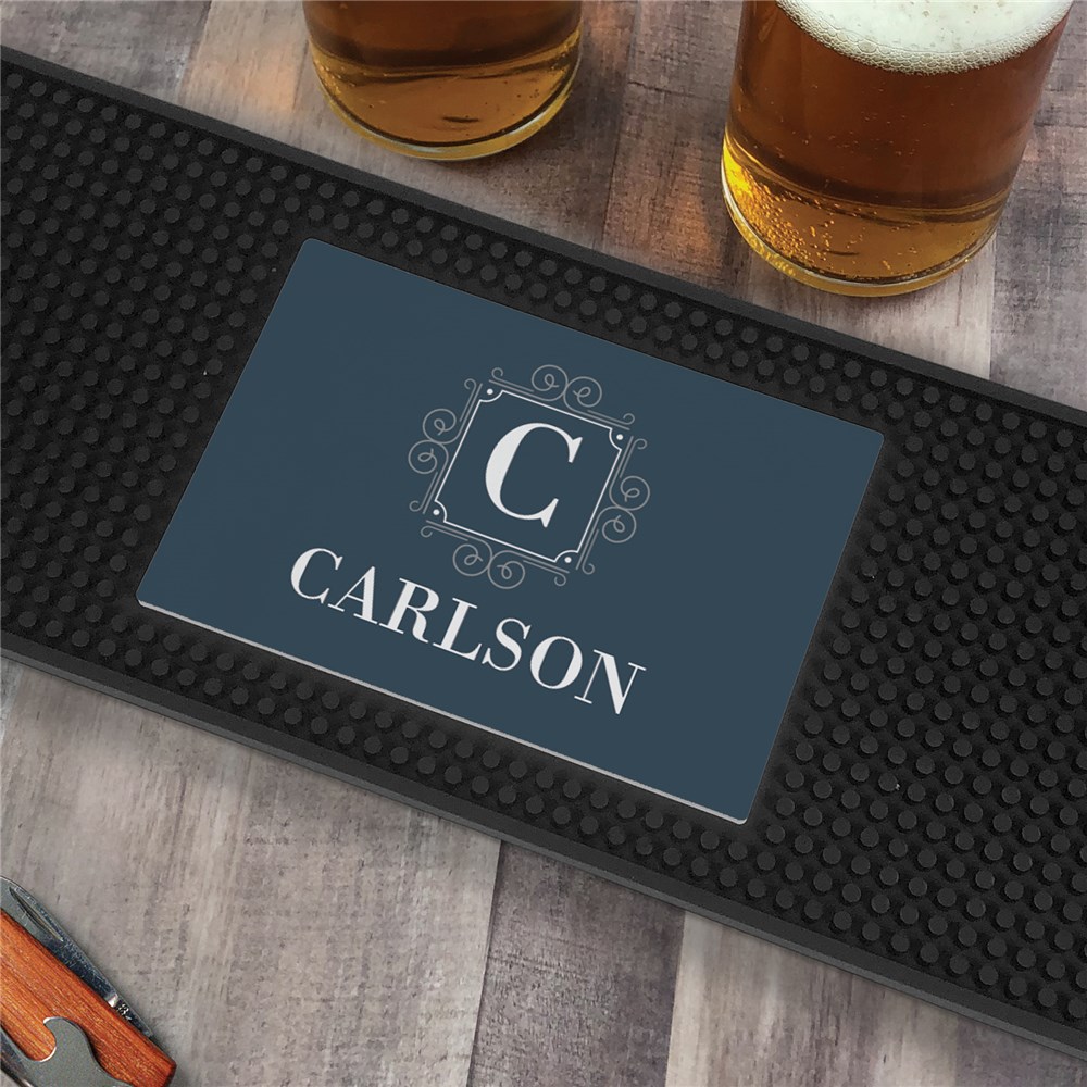 Personalized Family Name and Initial Bar Mat