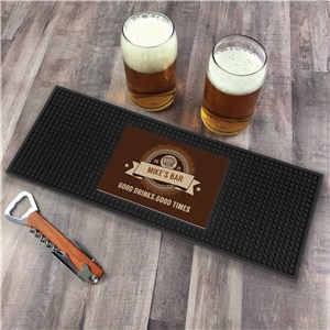 Personalized Good Drinks Good Times Bar Mat