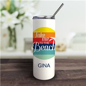 Personalized Take Me to the Beach Tumbler with Straw