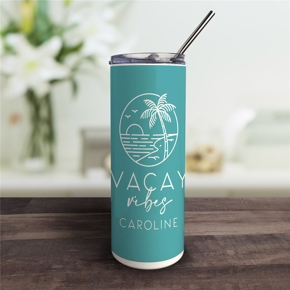 Personalized Vacay Vibes Tumbler with Straw