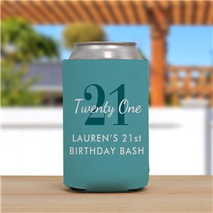 Personalized Happy Birthday Age and Script Can Cooler