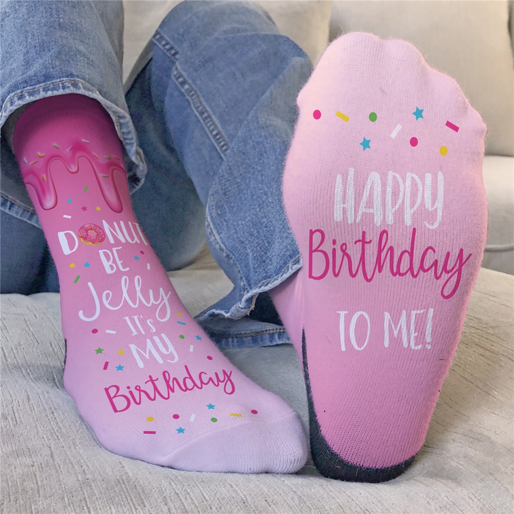 Personalized Donut Be Jelly Happy Birthday Crew Socks