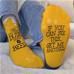 Personalized Needs a Beer Birthday Crew Socks