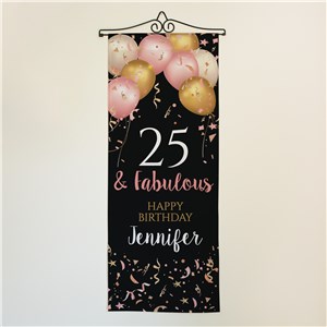 Personalized Pink, Gold & White Birthday Balloons Wall Hanging