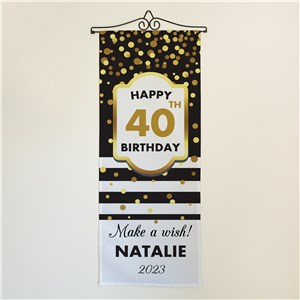 Personalized Gold Confetti with Stripes Birthday Wall Hanging