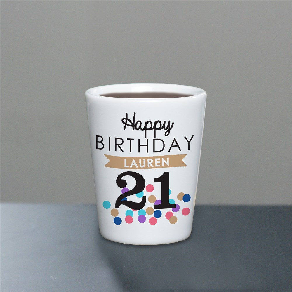 Personalized Happy Birthday Confetti Shot Glass
