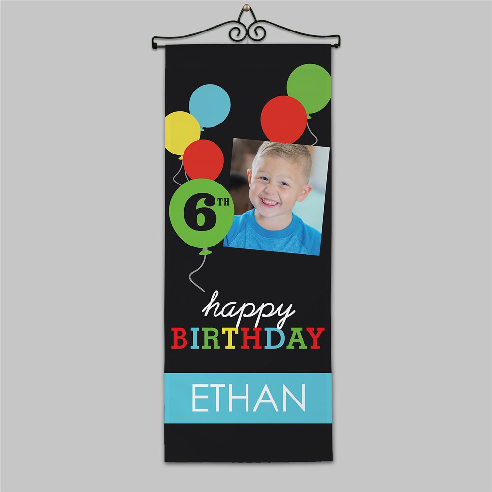 Personalized Birthday Photo Wall Hanging with Balloon Design