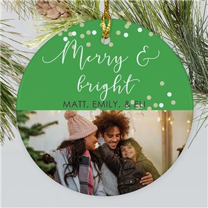 Personalized Merry & Bright Round Ornament