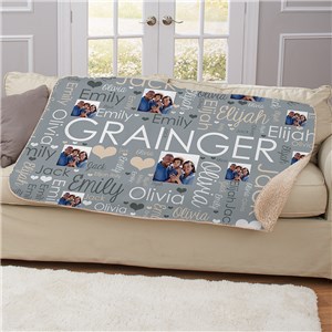 Personalized Photo Word Art Sherpa Blanket