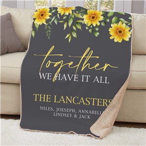 Personalized 50x60 Family Blanket with Sunflower Design