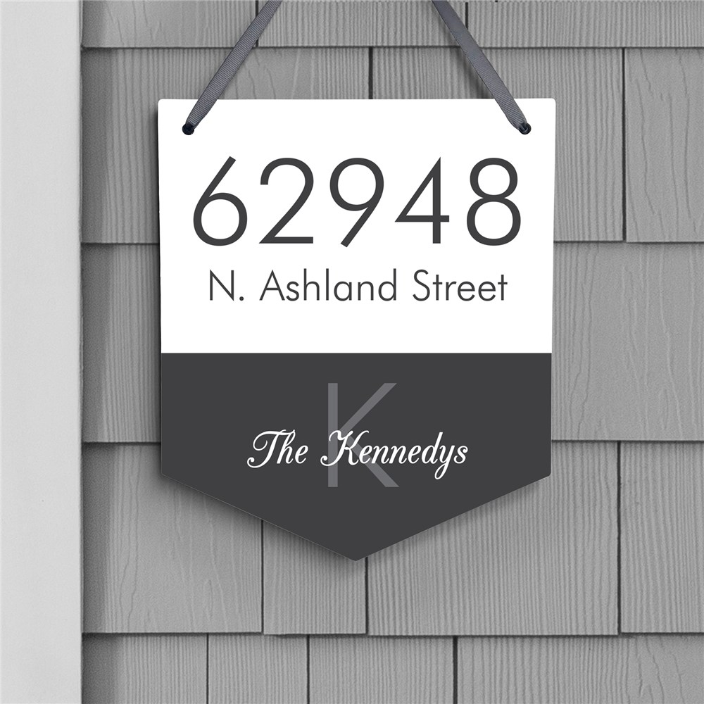 Personalized Address Banner Sign with Family Name and Initial