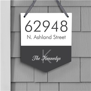 Personalized Address Banner Sign with Family Name and Initial