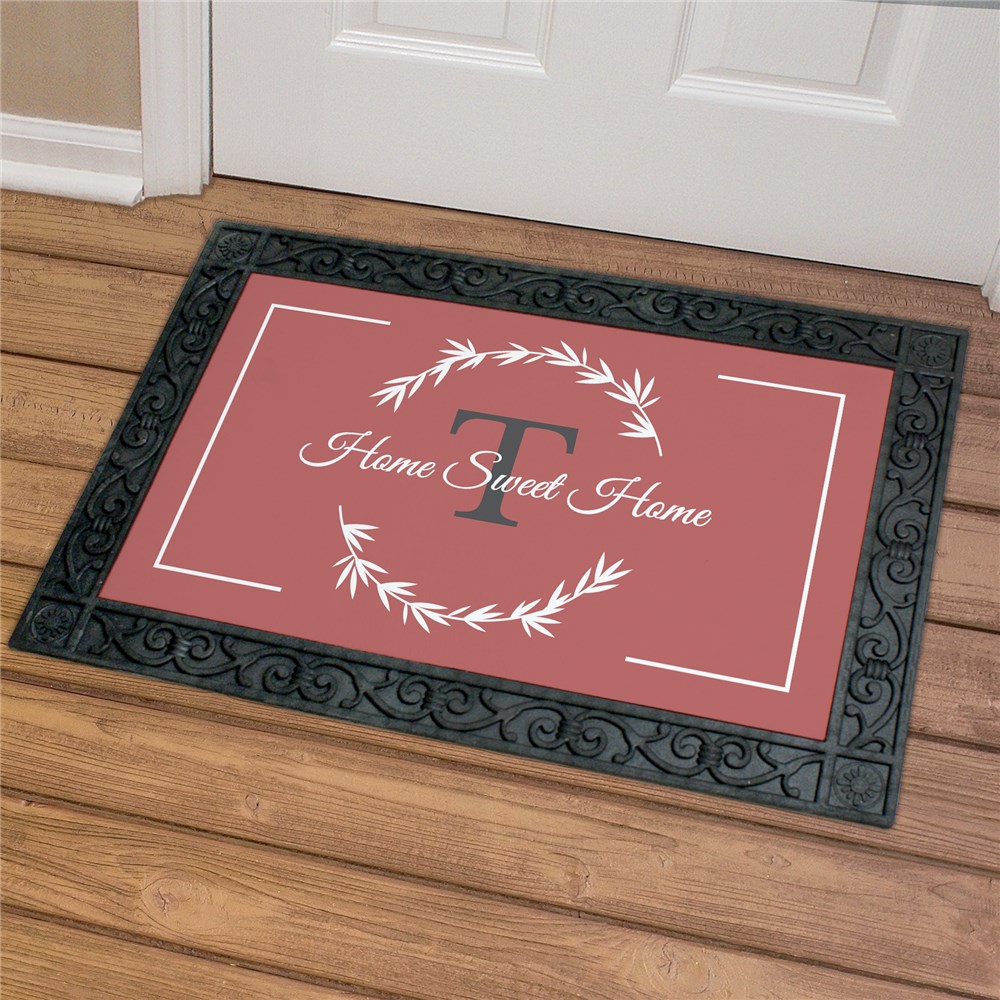 Personalized Home Sweet Home with Initial 18x30 Doormat