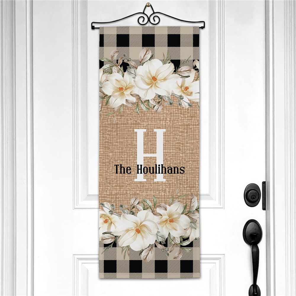 Personalized Floral Plaid Hanging