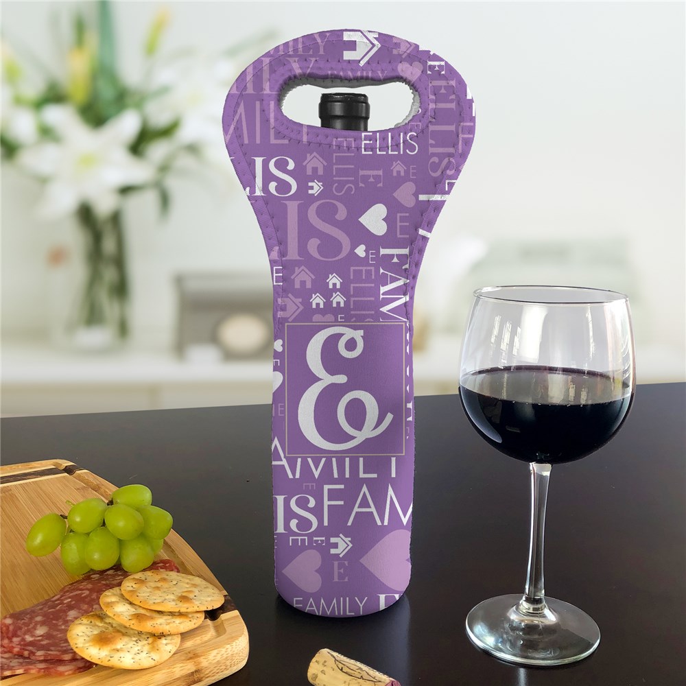 Personalized Framed Initial Word Art Wine Gift Bag
