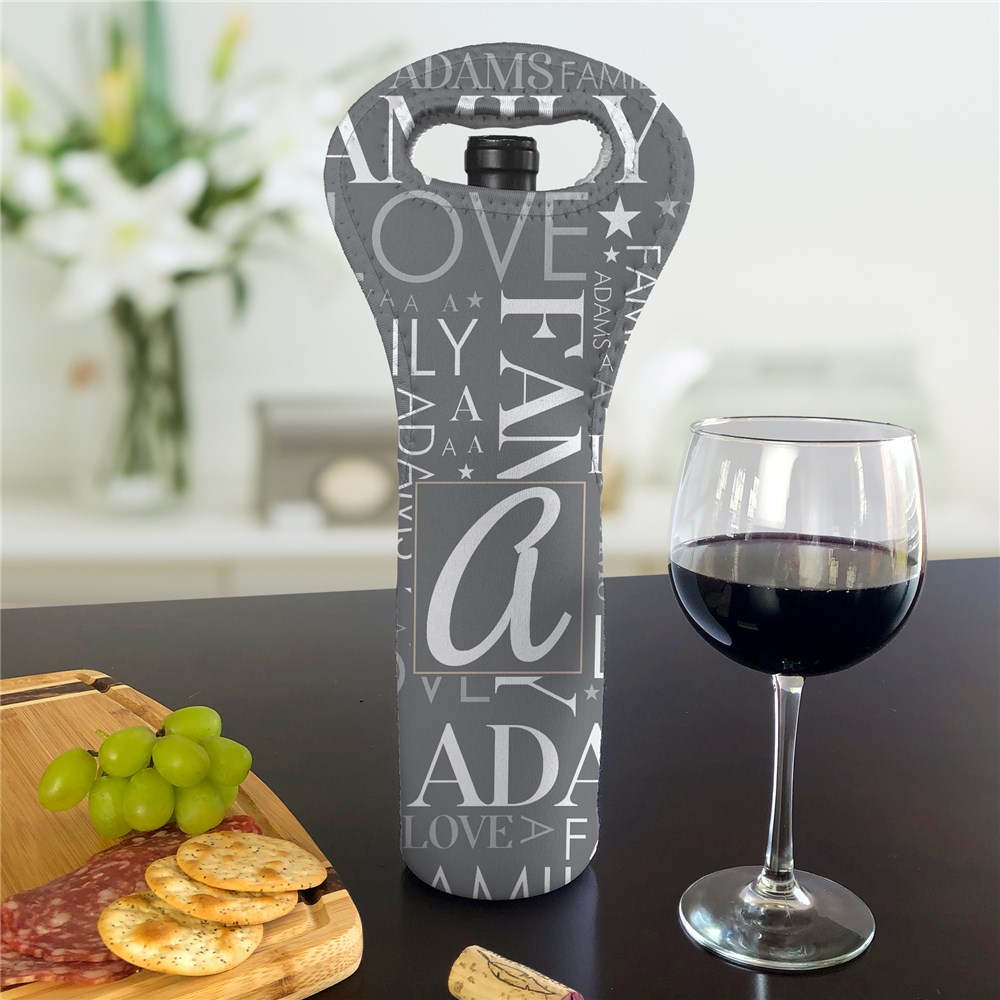 Personalized Framed Initial Word Art Wine Gift Bag