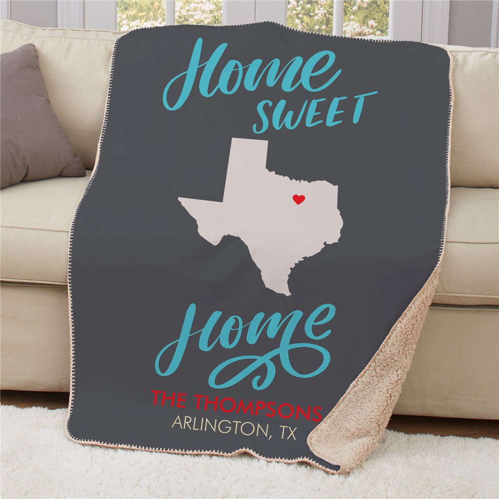 Personalized Home Sweet Home 50x60 Sherpa Blanket with State