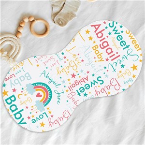 Personalized Rainbow Word Art Baby Burp Cloth