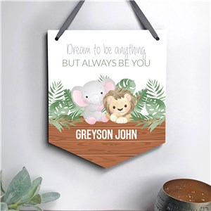 Personalized Safari with Name Banner Shaped Sign U18910145