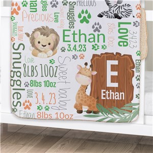 Personalized Safari Word Art Baby Sherpa Blanket U18918114X