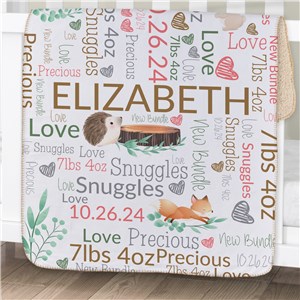 Personalized Woodland Word Art Baby Sherpa Blanket