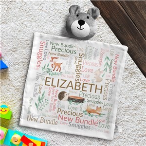 Personalized Woodland Baby Word Art Bear Lovie 