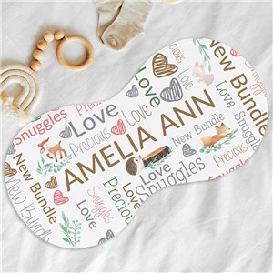 Personalized Woodland Word Art Baby Burp Cloth 