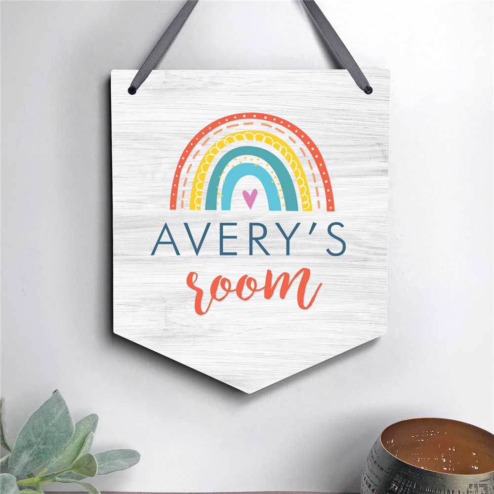 Personalized Rainbow Banner Shaped Sign for Baby's Room