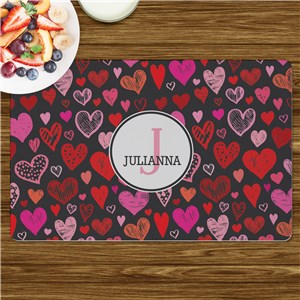 Personalized Multi-Colored Hearts Placemat for Valentine's Day