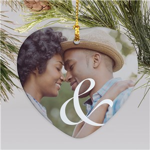 Personalized Ampersand Photo Heart Ornament