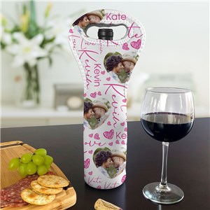 Personalized Heart Photo Word Art Wine Gift Bag