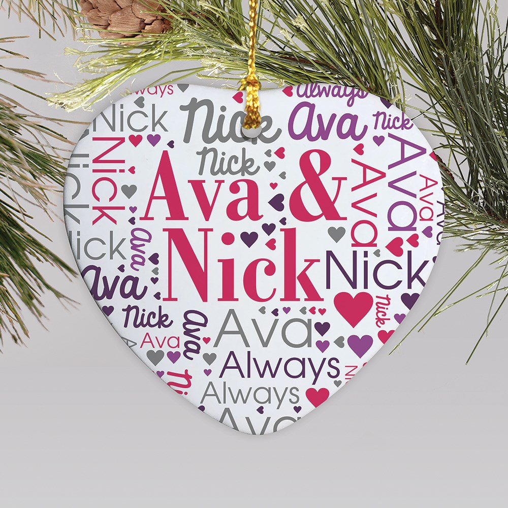 Personalized Couple's Word Art Heart Ornament