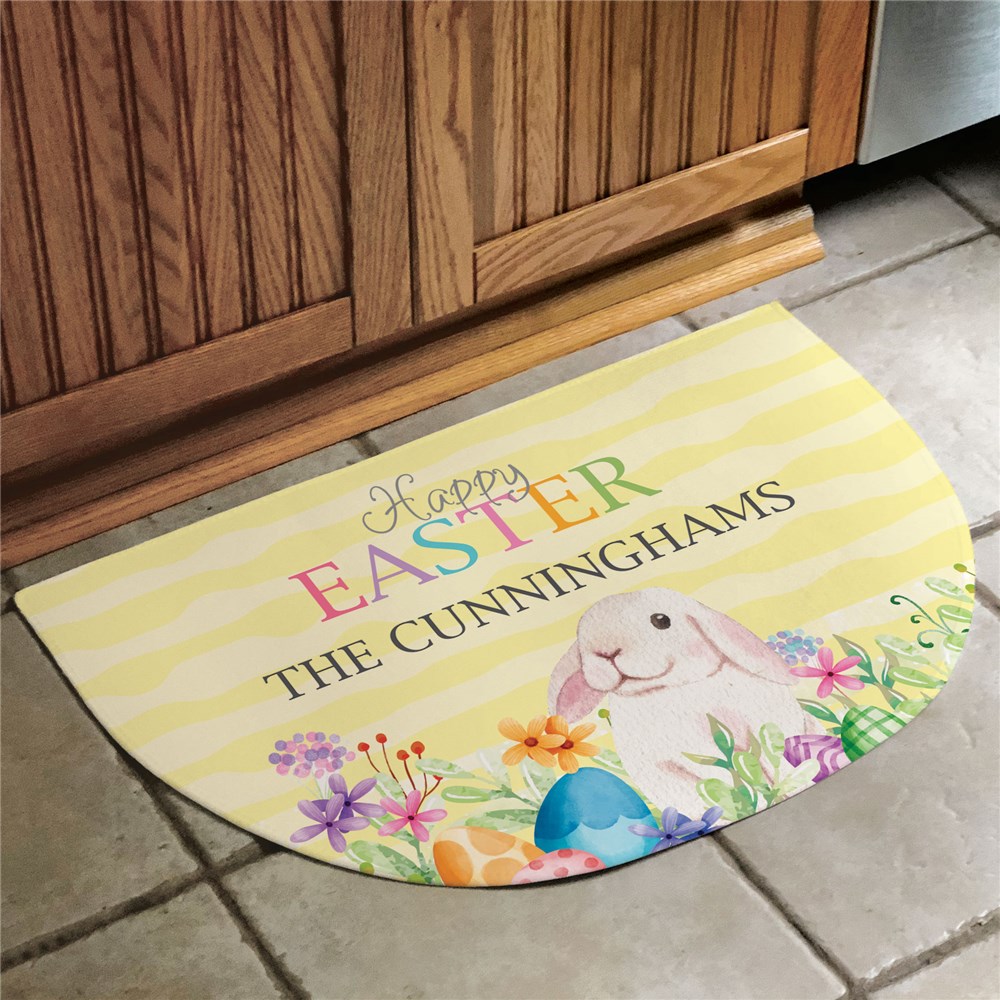 Personalized Happy Easter Watercolor Half Round Doormat