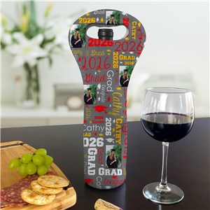 Personalized Graduation Photo Word-Art Wine Gift Bag