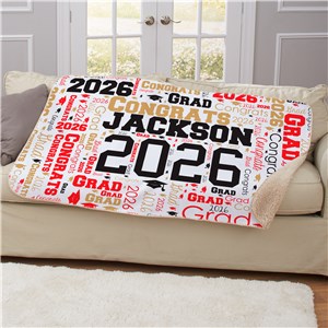 Personalized Grad Word Art Sherpa Blanket U1923987