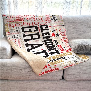 Personalized Grad Word Art Sherpa Blanket