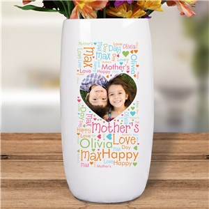 Personalized Mother's Day Vase with Photo and Word-Art