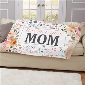 Personalized We Love You Mom Word-Art Sherpa Blanket