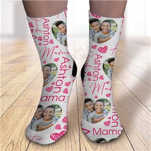 Personalized Heart Photo Word-Art Crew Socks for Mom