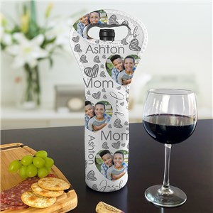 Personalized Heart Photo Word Art for Mom Wine Gift Bag