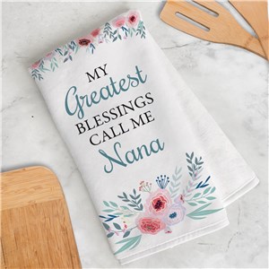 Personalized My Greatest Blessings Dish Towel for Mom or Grandma