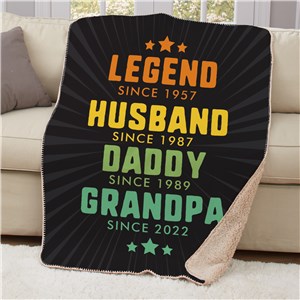 Personalized 50x60 Sherpa Blanket with Dad or Grandpa's Titles