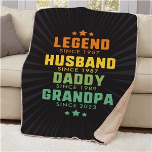 Personalized Legend Husband Dad Grandpa Sherpa Blanket