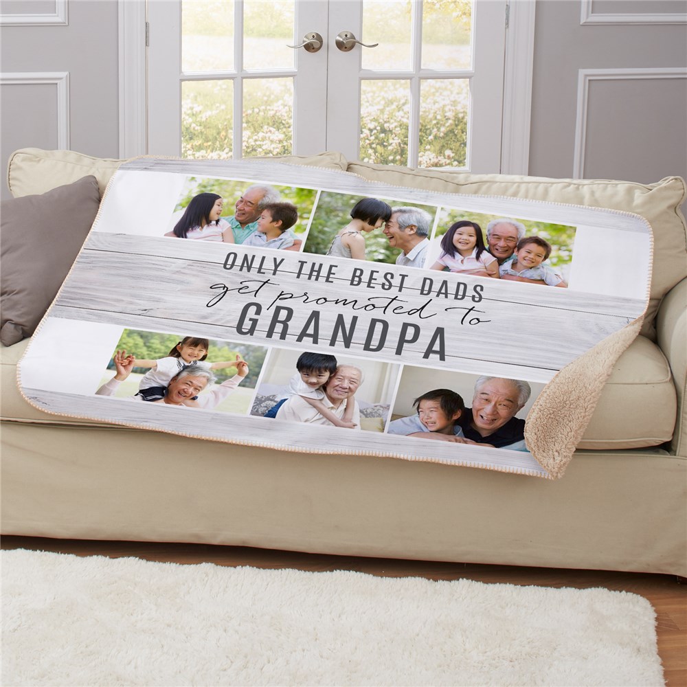 Personalized Best Dads Get Promoted Sherpa Blanket U1953087