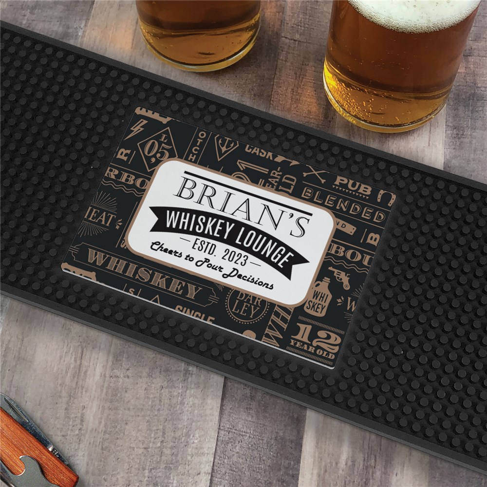 Personalized Whiskey Lounge Bar Mat